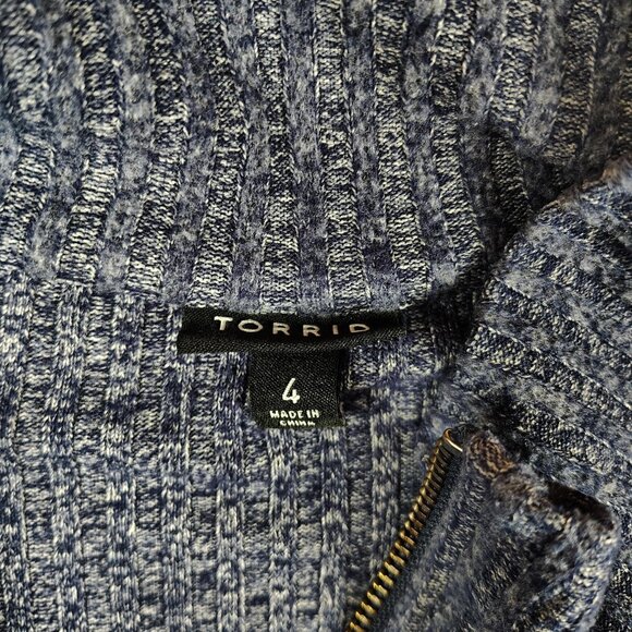 Torrid Pullover Sweater Womens sz 4 Blue Mock Neck 1/4 Zip - Picture 4 of 7